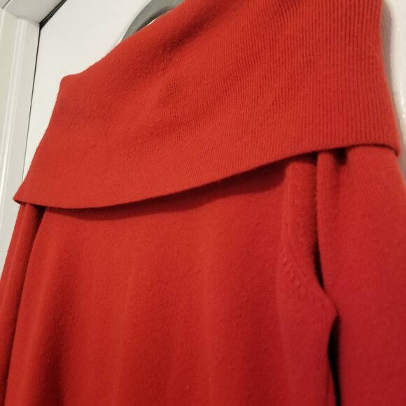 Off the Shoulder Red Knit Long Sleeve Sweater Top French Connection Women XL - Picture 2 of 11